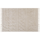 Teppich Beige Baumwolle Rechteckig 140 x 200 cm Geometrisches Muster Fransen Getuftet Skandinavisch Kurzhaar Kurzflor Wohn- und Schlafzimmer
