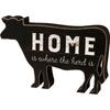 Home is Where the Herd Is Cow Black White Farmhouse Chunky Sitter Tier Tray Wood - Black,White