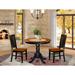 East West Furniture Dining Set Contains a Round Dining Room Table and Wood Seat Chairs, (Pieces & Finish Option)