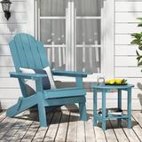 WINSOON 2-Piece All Weather HIPS Outdoor Folding Adirondack Chair and Table set