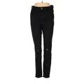 Express Outlet Jeans - Mid/Reg Rise: Black Bottoms - Women's Size 4 - Dark Wash