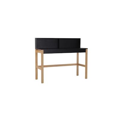 Möbilia Schreibtisch mit kleinem Aufsatz | MDF | Gestell Pinienholz | B 120 x T 45 x H 101 cm Image
