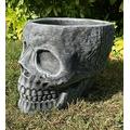 STONE GARDEN LARGE GOTHIC SKULL PLANTER PLANT POT BLACK/WHITE CONCRETE ORNAMENT