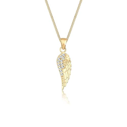 Halskette Flügel Kristalle Elegant 925 Silber Elli Gold
