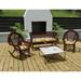 Teal Stripe Tufted Outdoor Wicker Cushion Set for Bench and 2 Seats - 18'' L x 44'' W x 4'' H