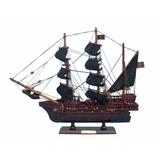 Wooden Ed Low's Rose Pink Model Pirate Ship - 14" L x 3" W x 12" H