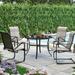 5-Piece Patio Dining Set Textilene C-spring Chairs & Geometrically Stamped Round Table