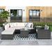 8 Piece Rattan Sectional Seating Group with Removable Zippered Cushion, Patio Furniture Outdoor Wicker Sofa Set with 2 Tables