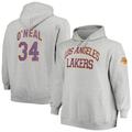 "Mitchell & Ness Shaquille O'Neal pour hommes, gris chiné, Los Angeles Lakers, grand et grand nom et numéro, sweat à capuche - Homme Taille: 3XB"