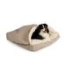 Square Luxury Micro Suede Cozy Cave for Dogs, 25" L X 25" W X 8" H, Buckskin, Small, Brown