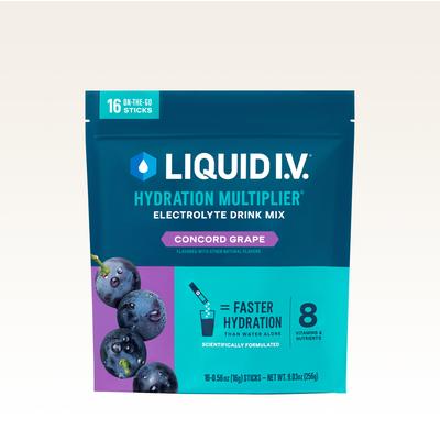 Liquid I.V. Concord Grape Powdered Hydration Multiplier® (16 Pack) - Powdered Electrolyte Drink Mix Packets