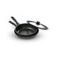 Prestige x Nadiya Non Stick Frying Pan Set of 2 with Universal Glass Lid & Stay Cool Handles - Stackable Induction Frying Pans 24cm & 26cm, Oven and Dishwasher Safe, Black