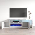 Meble Furniture TV Stand for TVs up to 85" w/ Electric Fireplace Included Wood in White | 22.3 H x 73.2 W x 15.7 D in | Wayfair INFERNO-WHEF-WHITE