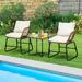 Bayou Breeze Patiojoy 3 Pieces Outdoor Furniture Set Patio Bistro Set W/2 Armchairs & Tempered Glass Table Turquoise Synthetic Wicker/All | Wayfair