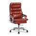 Inbox Zero Faux Office Executive Chair w/ Detachable Cushion, Home Adjustable Ergonomic Computer Seat Upholstered in Red/Black/Brown | Wayfair