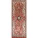 Floral Red Sarouk Persian Wool Runner Rug Hand-knotted Hallway Carpet - 3'5" x 10'5"