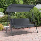 3 Person Patio Glider Swing Chair with Stand and Convertible Canopy
