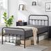 Yaheetech Metal Bed with High Headboard and Footboard with Storage
