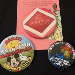 Disney Other | Disneyland Button Pins | Color: Pink/Silver | Size: Os