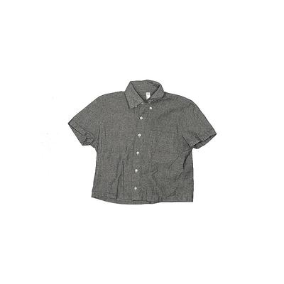 American Apparel Short Sleeve Button Down Shirt: Gray Solid Tops - Kids Boy's Size Small