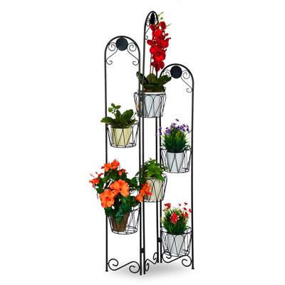 Blumenständer Metall, Paravent für Blumentöpfe, 6 Ablagen, Blumentreppe Indoor & Outdoor, h: 140 Image