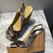 Coach Shoes | Coach Monogram Cork Wedged Sandals | Color: Silver | Size: 8