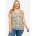 Plus Size Women's Disney Minnie Mouse Tank Top Tropical Hawaiian Aloha All-Over Print T-Shirt by Disney in Grey (Size 1X (14-16))