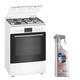 Bosch - Cuisinière 4 foyers brûleurs gaz blanc 60x60cm Four EcoClean Feu wok 4KW Gazinière 66L