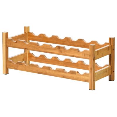 Costway 2-Tier 12 Bottles Bamboo Storage Shelf Wine Rack-Natural