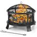Costway 26 Inches Outdoor Fire Pit with Spark Screen and Poker