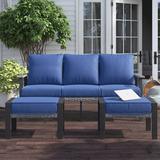 Lark Manor™ Aisatou 2.44" Wide Outdoor Patio Sofa w/ Cushions Wicker/Rattan/Metal/Olefin Fabric Included in Gray | Wayfair