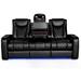 Orren Ellis Sofa w/ Motorized Lumbar & Headrest & Drop Down Table Genuine Leather in Black | 43.25 H x 83 W x 35 D in | Wayfair