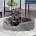 FurHaven Plush & Velvet Oval Dog Bed in Gray | 5.5 H x 26 W x 21 D in | Wayfair 16440367