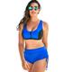 Plus Size Women's Colorblock Zip Front Bikini Top by Swimsuits For All in Royal Black (Size 16)