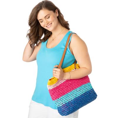 Women's Color Block Straw Tote by Accessories For ...