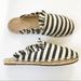 Kate Spade Shoes | Kate Spade Black Cream Striped Ruffled Espadrille Mule Flat Slides Women 8 | Color: Black/Cream | Size: 8