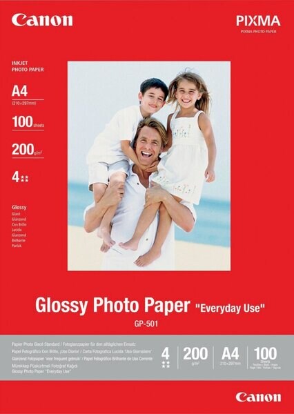 Canon Fotoglanzpapier GP-501, 200 g/qm, DIN A4, für IP1600, IP4200, IP2200, IP6600D, MP800, VE = 100 Blatt Image