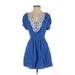 Ya Los Angeles Casual Dress - A-Line: Blue Solid Dresses - Women's Size X-Small