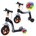 MoMi ELIOS 2-in-1 Laufrad und 3-Rad-Tretroller mit PU-Rollen, höhenverstellbarer Lenker, für Kinder ab 2. Lebensjahr und Körpergewicht unter 25 kg, LED-Rollen leuchten beim Fahren