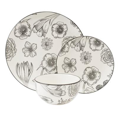Dinnerset 12PC Porcelain Bouquet - Safdie & Co HK04130