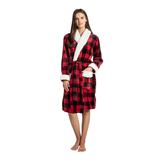 Bath Robe Sherpa Trim S/M Red & Black Buffalo - Safdie & Co 78146.ECZ.11