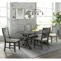 Sunset Trading Trestle 5 Piece Dining Set | 96" Rectangular Extendable Table | 4 Upholstered Side Chairs | Distressed Gray Wood | Seats 8 Wood | Wayfair