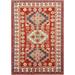 Geometric Kazak Oriental Traditional Area Rug Hand-knotted Wool Carpet - 3'11" x 5'10"