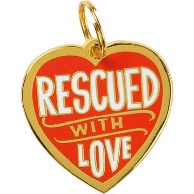 Rescued With Love Collar Charm, Small, Red