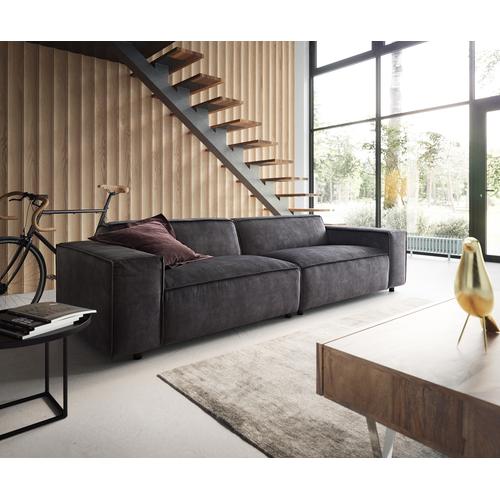 DELIFE Big-Sofa Tenso 285x105 cm Velour Anthrazit, Big Sofas
