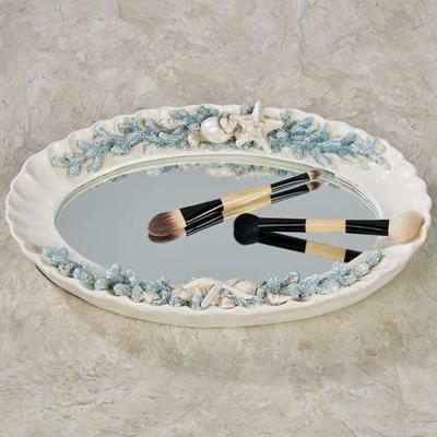 Coral Treasures Mirrored Vanity Tray Blue , Blue