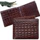 Brown Alligator Mens Leather Bifold Wallet Double Side with Flip ID Window Passcase Crocodile Hornback Multiple Pocket Holder RFID Blocking Security Handmade Exotic Leather Gift for Him VINAM-100