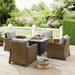 Bradenton 5Pc Outdoor Wicker Conversation Set W/Fire Table Gray/Weathered Brown - Tucson Fire Table & 4 Armchairs - Crosley KO70207WB-GY