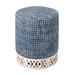 Dakota Fields Lucama 14" Wide Round Checkered Footstool Ottoman, Wood in Blue/Brown/White | 17.5 H x 14 W x 14 D in | Wayfair