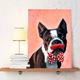 Boston Terrier Canvas Art Print - Red Moustache - Boston Terrier Canvas Wall art Boston Terrier gift dog canvas print dog canvas wall art